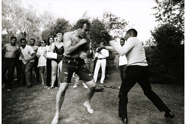 Norman Mailer boxing as seen in "HOW TO COME ALIVE with Norman Mailer" a film by Jeff Zimbalist. A Zeitgeist Films release in association with Kino Lorber.