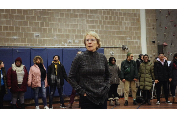 President Miriam “Mim” Nelson meets with Hampshire College students in THE UNMAKING OF A COLLEGE. A film by Amy Goldstein. A Zeitgeist Films release in association with Kino Lorber.