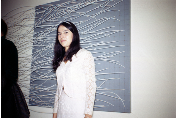 Eva Hesse at the opening reception for “Eccentric Abstraction” 1966. Photo Norman Goldman. Eva Hesse. A film by Marcie Begleiter. A Zeitgeist Films release.