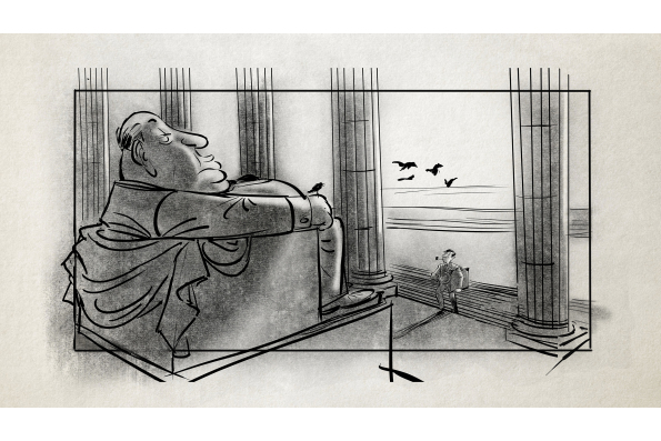 Illustration by Patrick Mate in Daniel Raim’s HAROLD AND LILLIAN: A HOLLYWOOD LOVE STORY. A Zeitgeist Films release. Photo: Adama Films / Zeitgeist Films. For hi-res version click on photo then click on Download link.