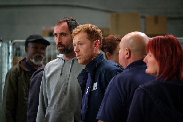 Kris Hitchen (center) in SORRY WE MISSED YOU. A film by Ken Loach. Photo: Joss Barratt